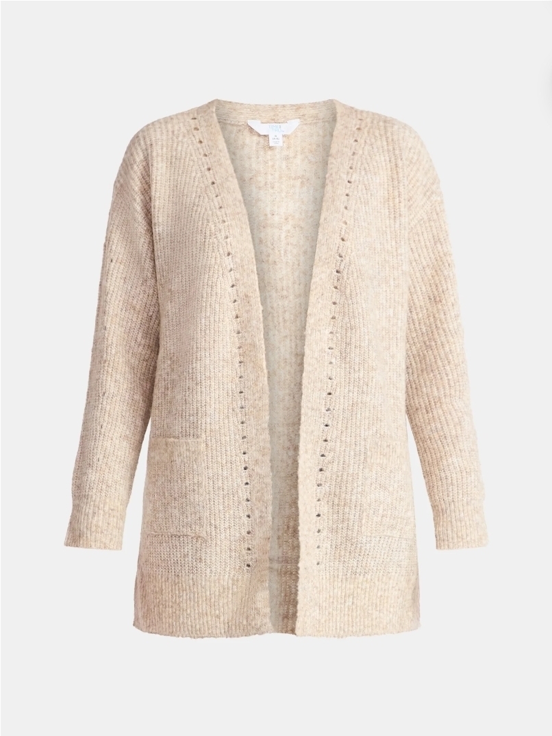 Time And Tru Nwt Cardigan Sweater Small Beige Open Front Longline Cozy Knit